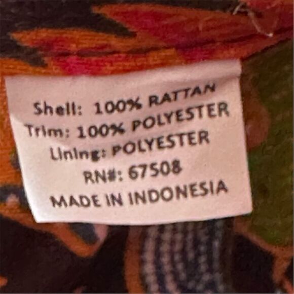 Trending Women's Circular White Cream Rattan Crossbody Bag Natural Floral Lining - Picture 7 of 7